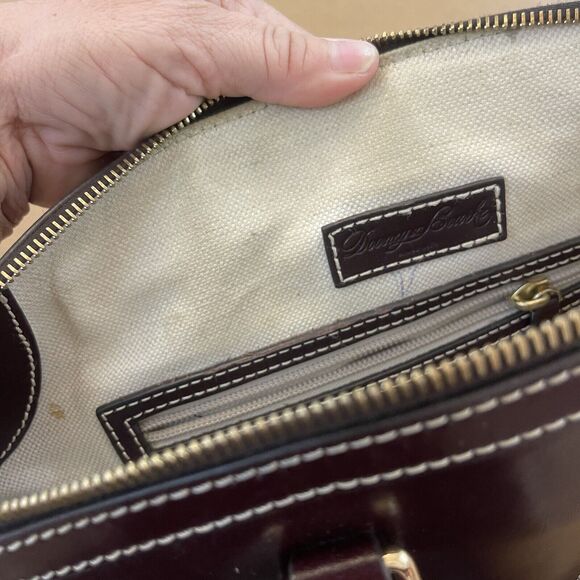 Dooney & Bourke Emerson Domed Satchel Purse Bag Brown Smooth Leather - Picture 10 of 15